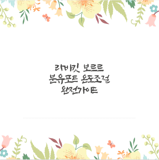 라비킷 보르르 분유포트 온도조절 완전가이드