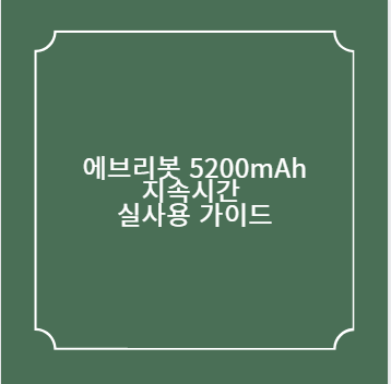 에브리봇 5200mAh 지속시간 실사용 가이드